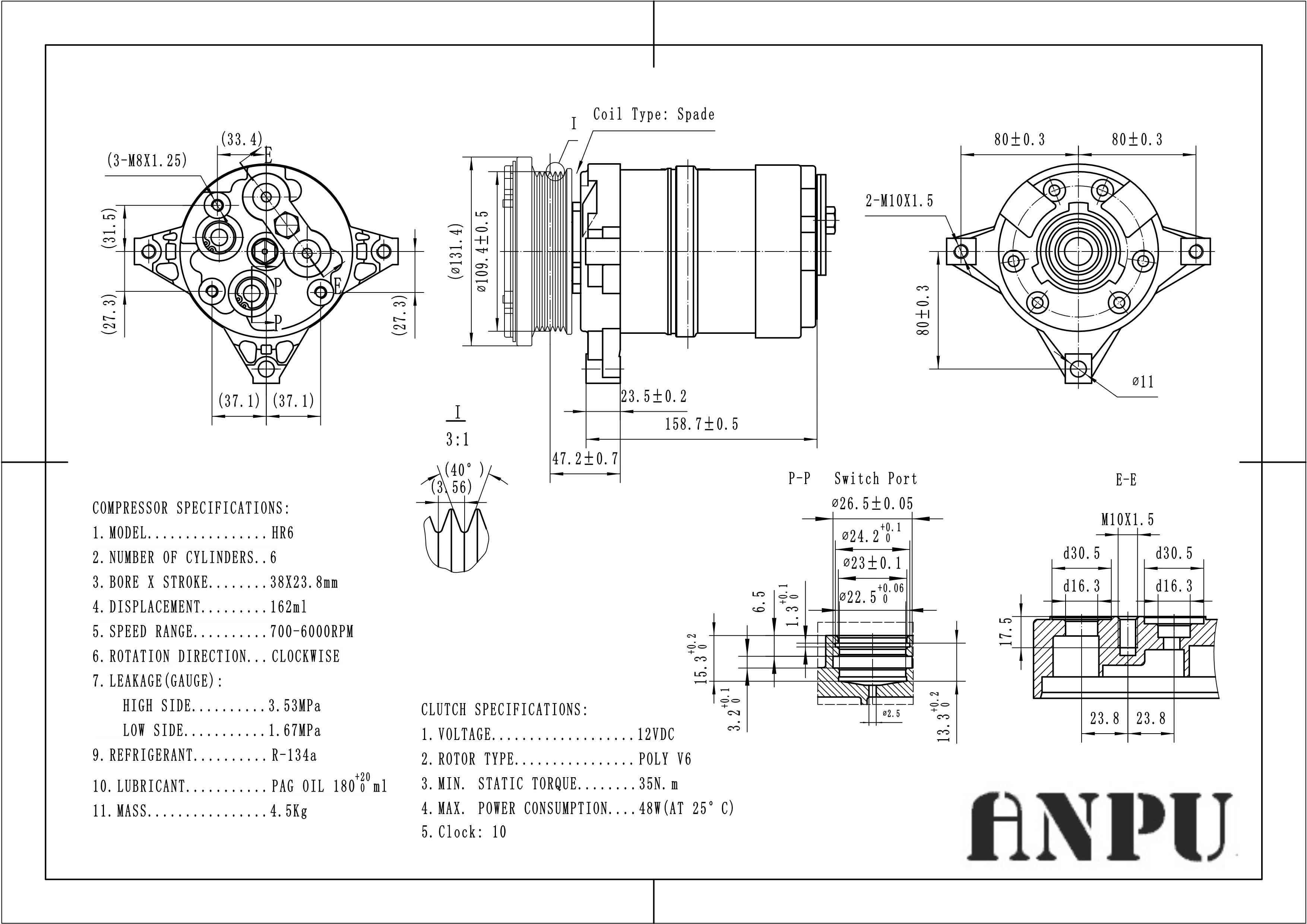 brand new auto ac compressor h6 ac compressor for  H6 6PK 110MM 58954