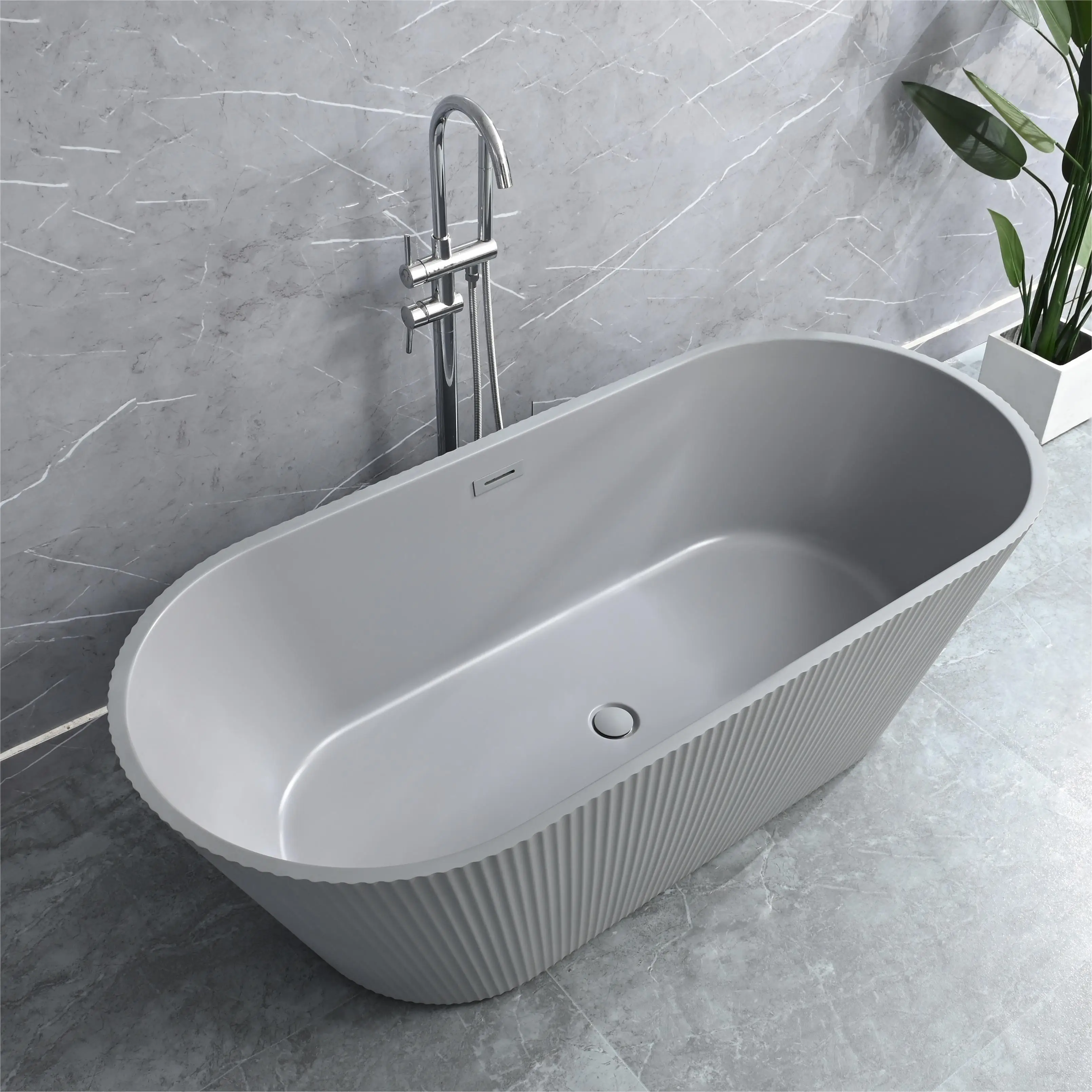 Customized Size Matt Grey portable bathroom free standing deep soaking showers adults bath tubs