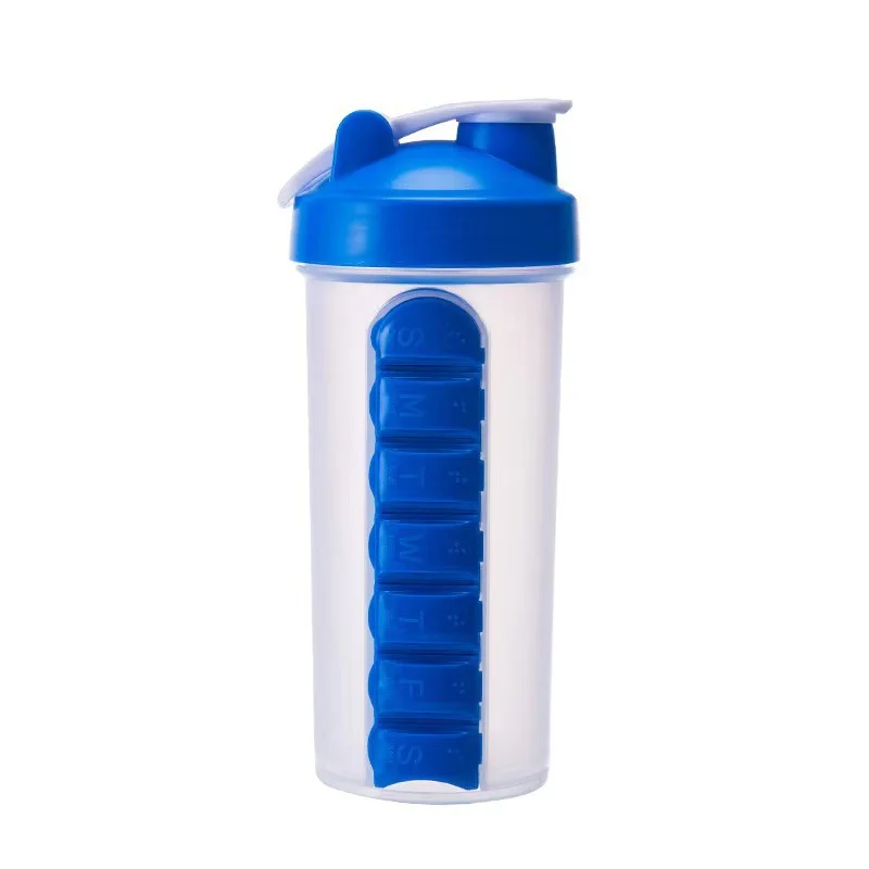 CHUFENG Plastic Gym Bottle Custom LOGO with Pill Case Sports Combine Daily Organizer Blend Bottle Protein Shaker