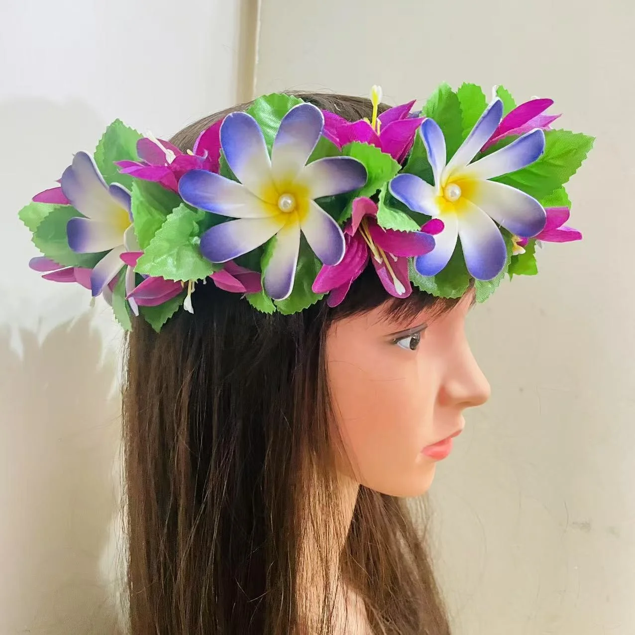 Tiara Foam Flower Headband with Lily and Pearls 8 Colors Available Island Dance Party Polynesian Samoan Tribal Accessories