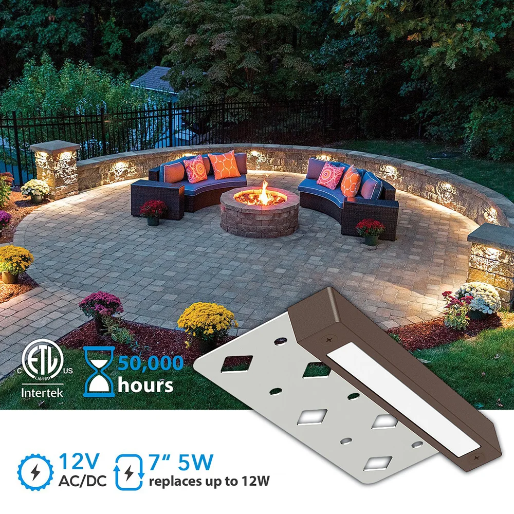 Best Selling Retaining Wall Lights Outdoor Hardscape Step Lighting 4 Inch 7 Inch 12 Inch IP65 Low Voltage AC/DC12V