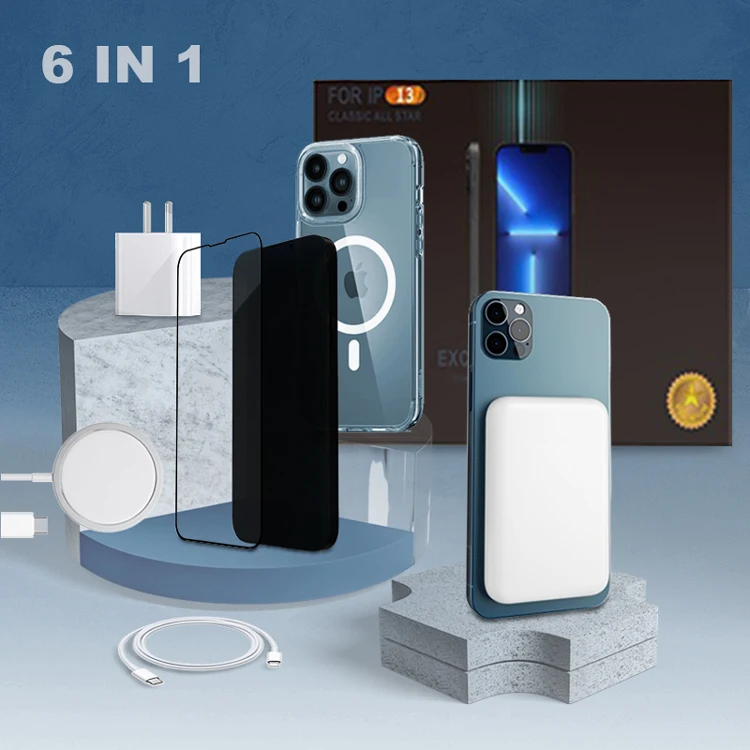 New Arrival 6 in 1 set 15W Magnetizing Suction Charger 20W PD Fast Charger with Wireless Power Bank for Phone 12/13