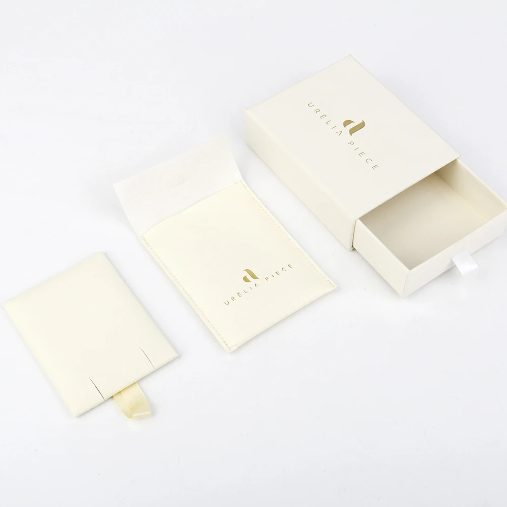 Eco paper luxury drawer jewelry packaging box set custom cardboard white drawer jewelry boxes with logo