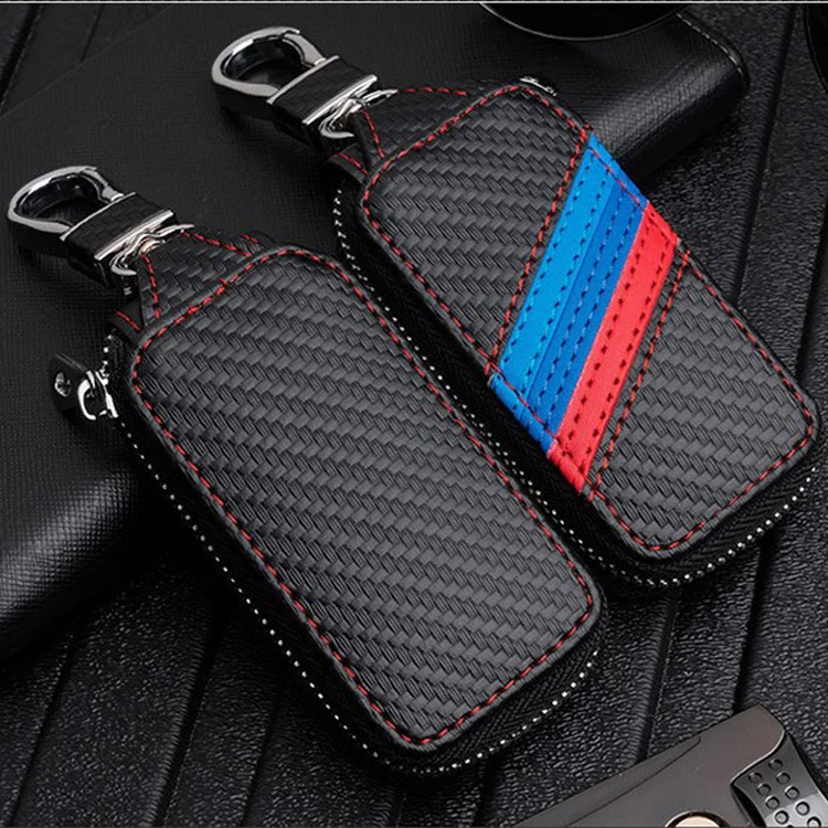 Rfid Bocking Coin  Wallet Car Custom Black PU Key Chain Bags Case Holder Key Wallets For Man