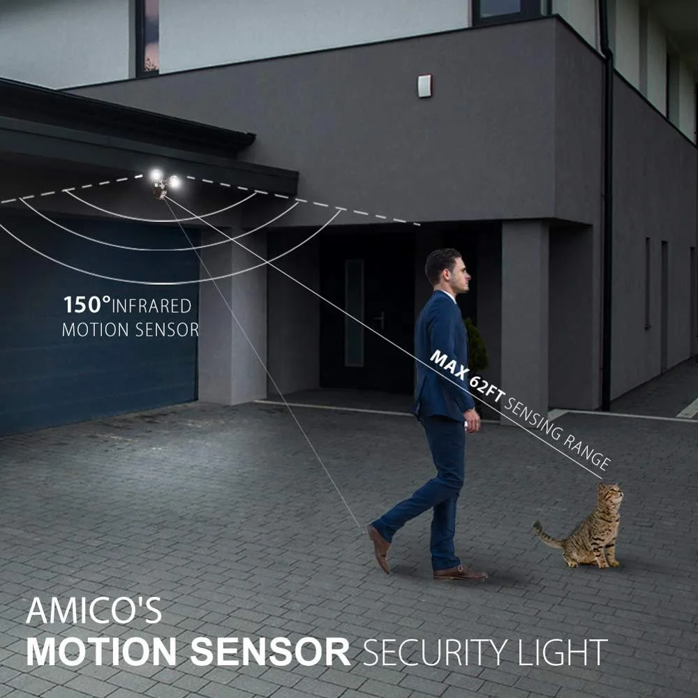 5000 K Дневной датчик движения-28 W прожектор 2-начальник Открытый водонепроницаемый LED безопасности-огни