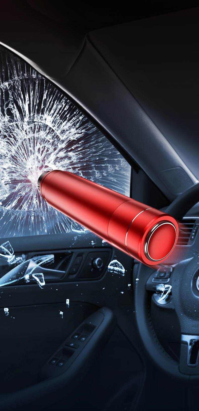 Car Safety Hammer 2in1 Mini Window Breaker Seat Belt Cutter Car Emergency Tool Window Breaker Life-Saving Escape 1S Broken Glass