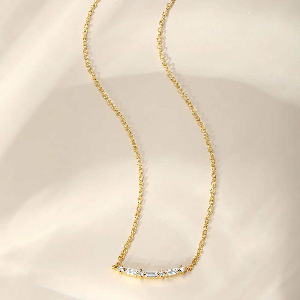Fine Jewelry 925 Silver Crystal Rhinestone Gold Plated 5A Zircon Necklace