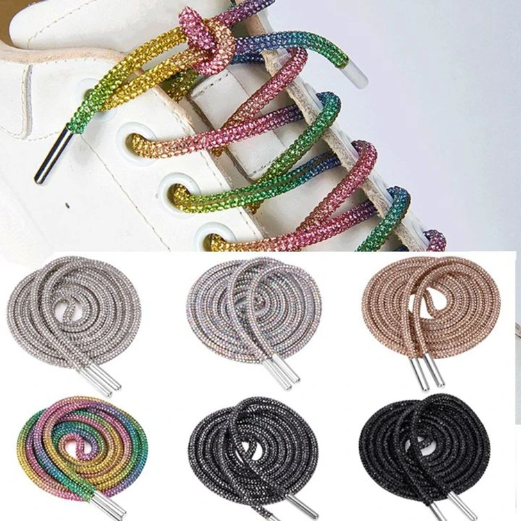 Rhinestone Cord Multi-Color Crystal Glitter Shiny Cords For Hoodie Shoes Round Strings Pants Belt Custom Diamond Rope