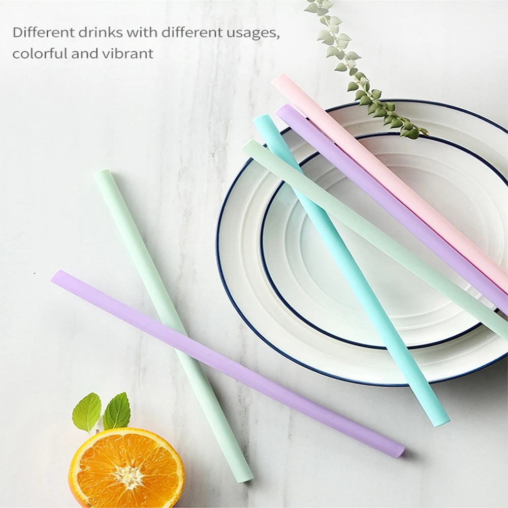 Extra Long Reusable Flexible Silicone Drinking Straws Set Straws Bent Straight Drinks Straw