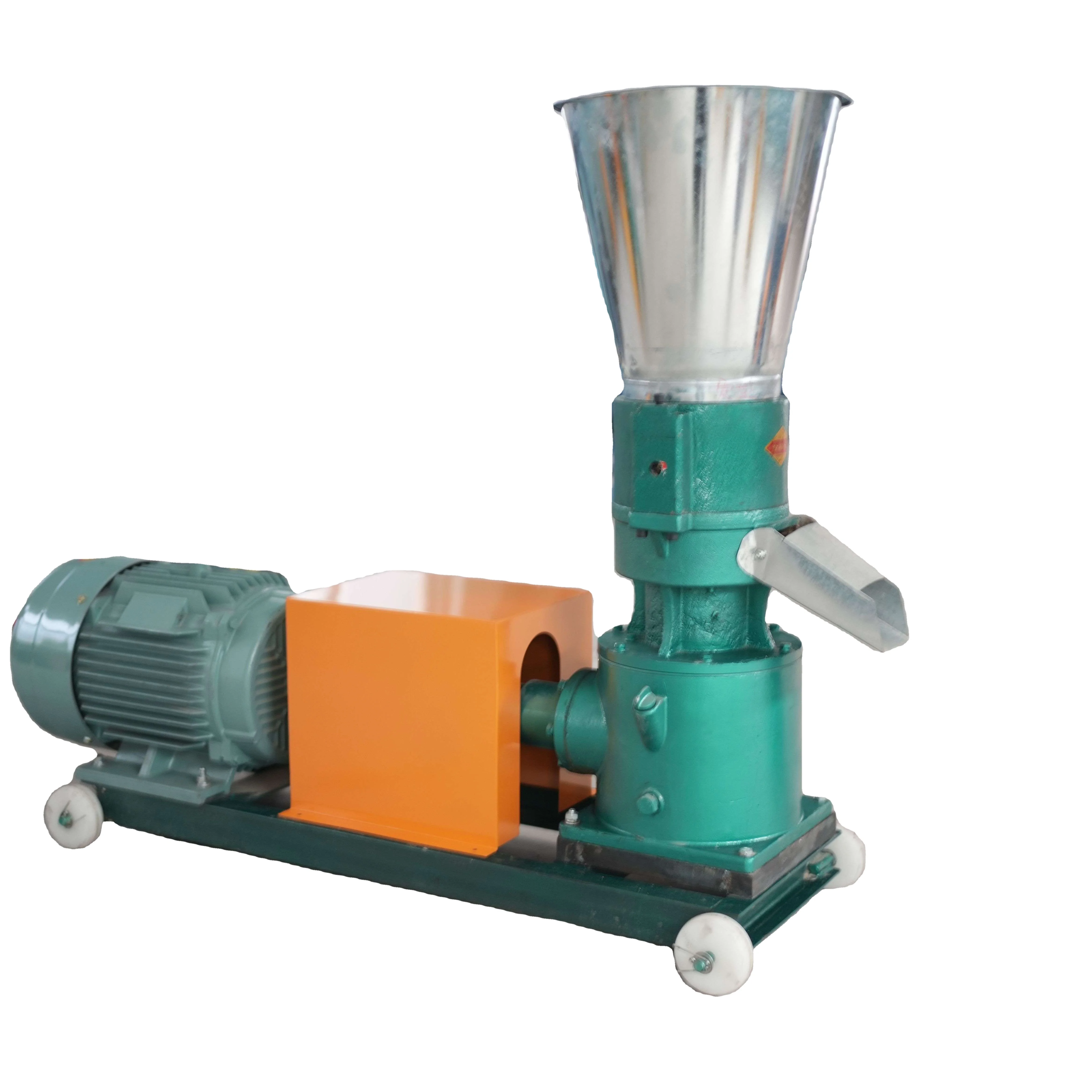 100-500kg/h Flat Die Wood Pellet Mill Biomass Tree Branches Pellet Press Animal Feed Home Use Pellet Making Machine