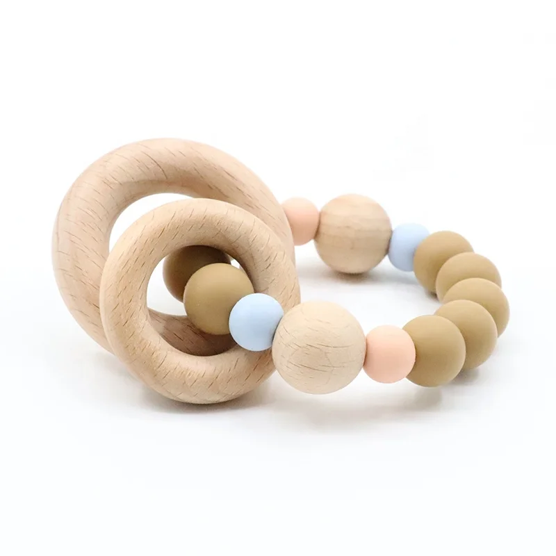 OEM Beech Beads Silicone Rosary Bracelet Baby Teething Bracelet Toy