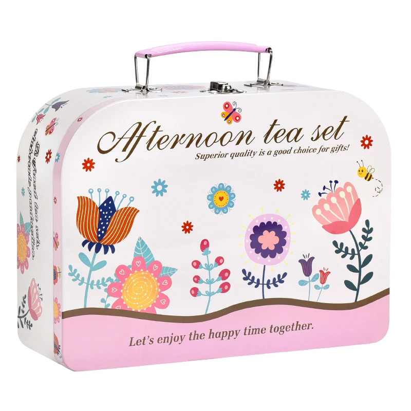 HN Pretend Play Toys Christmas Gifts For Kids 52PCS Girls Toys Pink Flower Tea Set