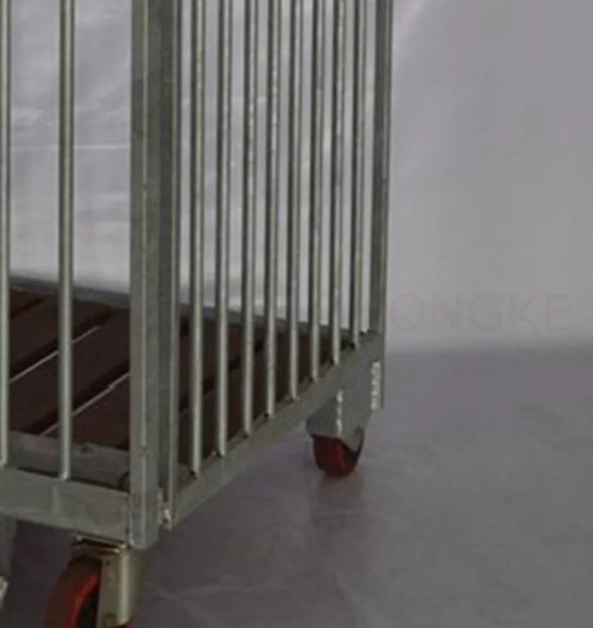 3 Sides Foldable and Nestable Steel Transport Metal Rolling Trolley Cage