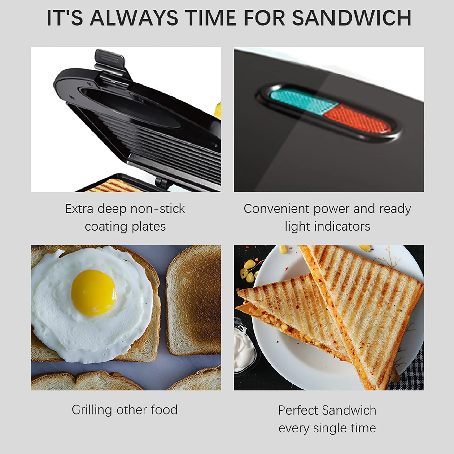  Электрический внутренний гриль 750 Вт Panini Press Sandwitch Maker со съемными антипригарными