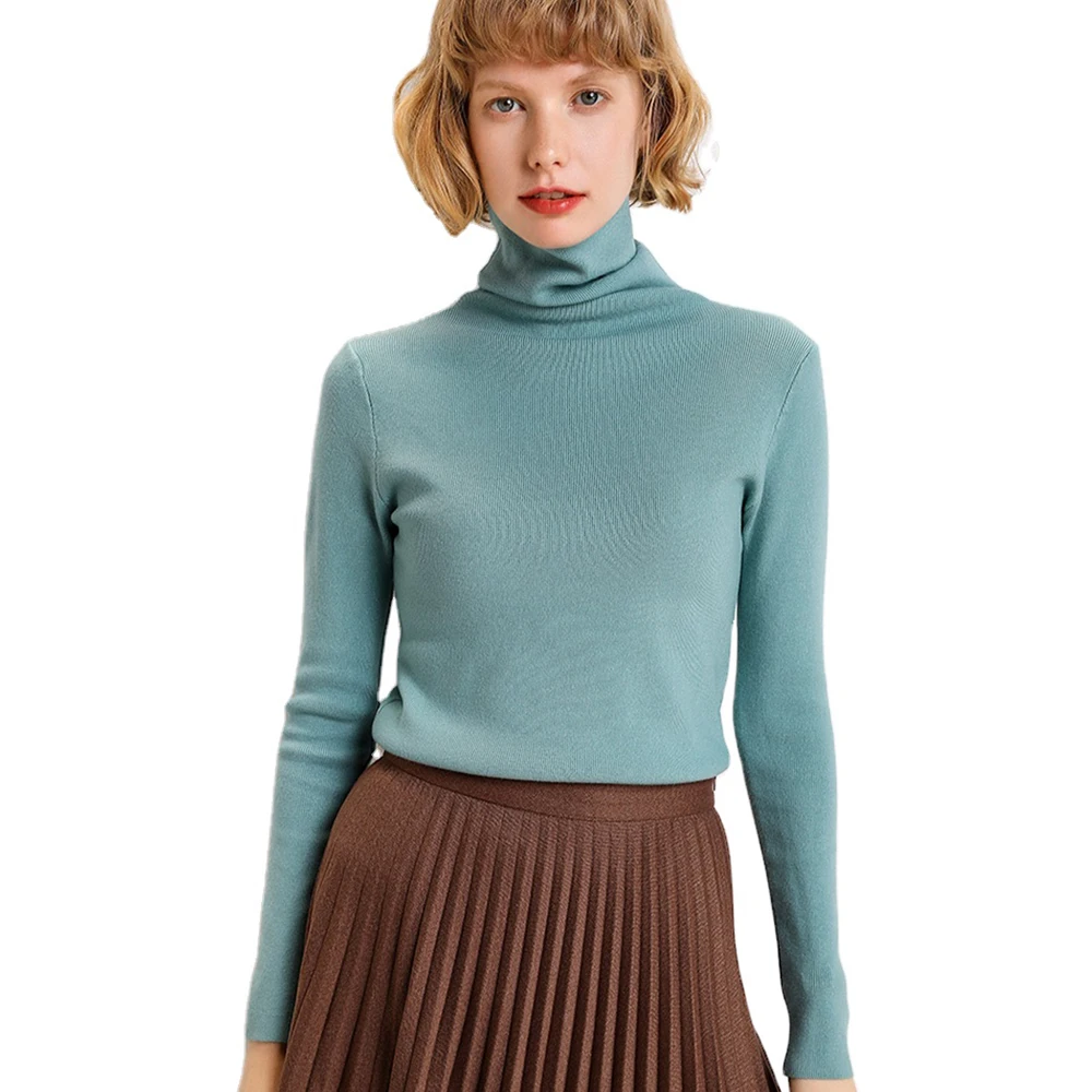 Оптовая продажа 2022, свитера, Женская водолазка, приталенная Женская одежда, повседневная Модная трикотажная одежда, пуловер, вязаный свитер для дам