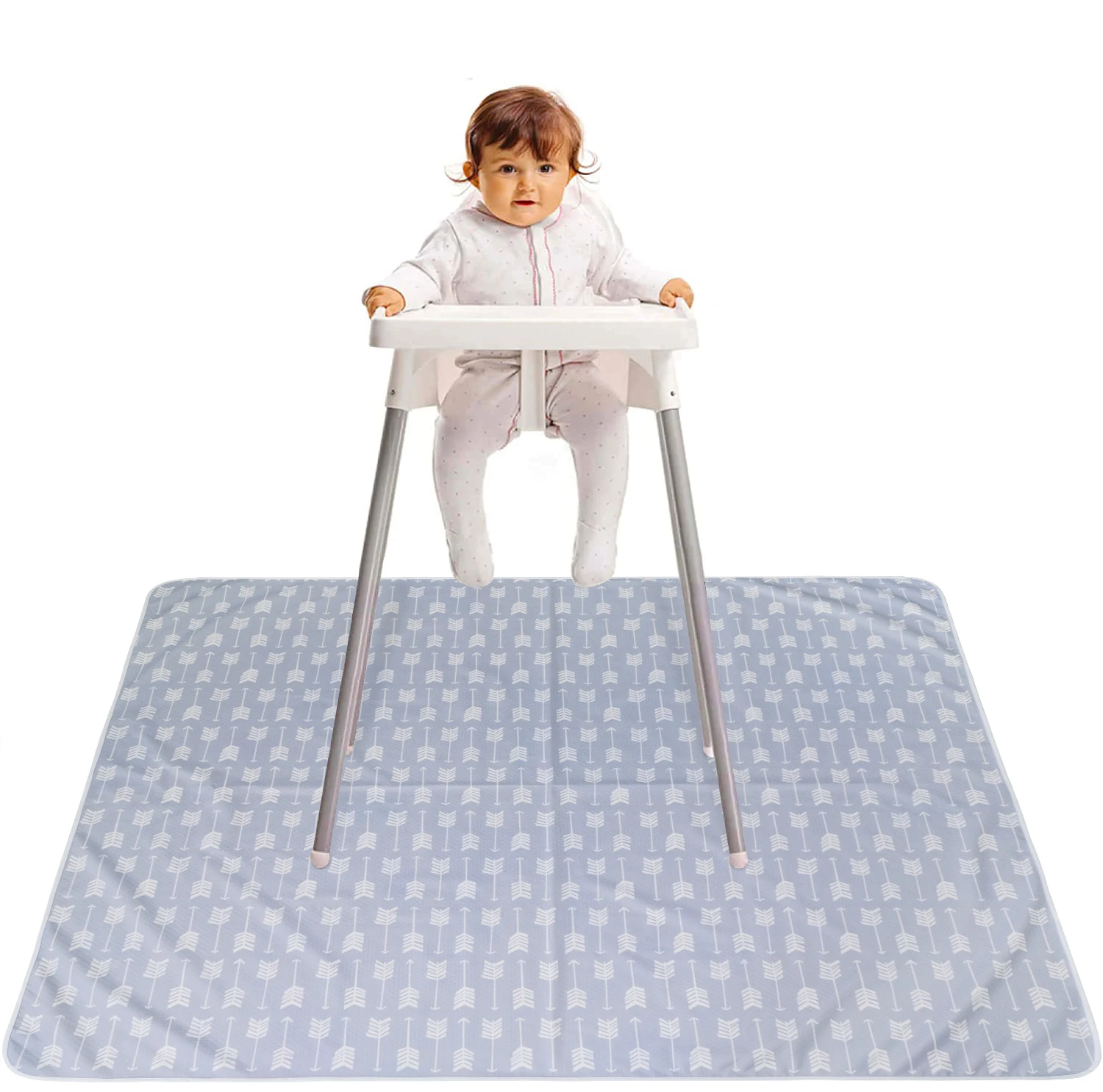 Washable Highchair Splat Floor Mat- Anti-Slip Silicone Spot Splash Mess Mat Food Catcher Art Craft Leak Proof Mat