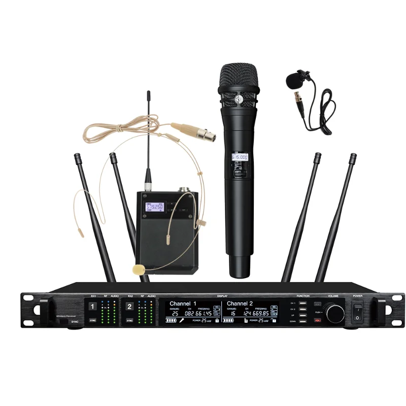 High Quality AD4D Cardioid Handheld Mic UHF Dual Channel True Diversity Digital Wireless Microphone System KSM9 for Studio
