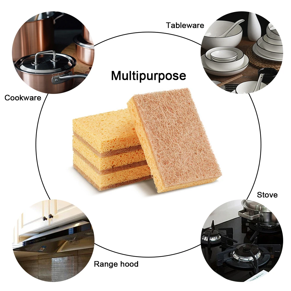 Wholesale Biodegradable Natural Cleaning Dishes Sponges High Absorbent Kitchen Sisal Cellulose Scouring Sponges Scrubber