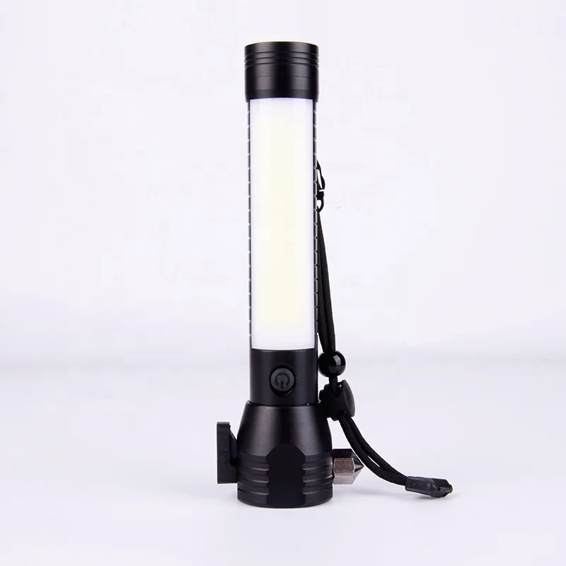 Multi-function Waterproof AAA Battery Powered led Flashlight  Magnetic Aluminum Car Safety Hammer Work Light Torch