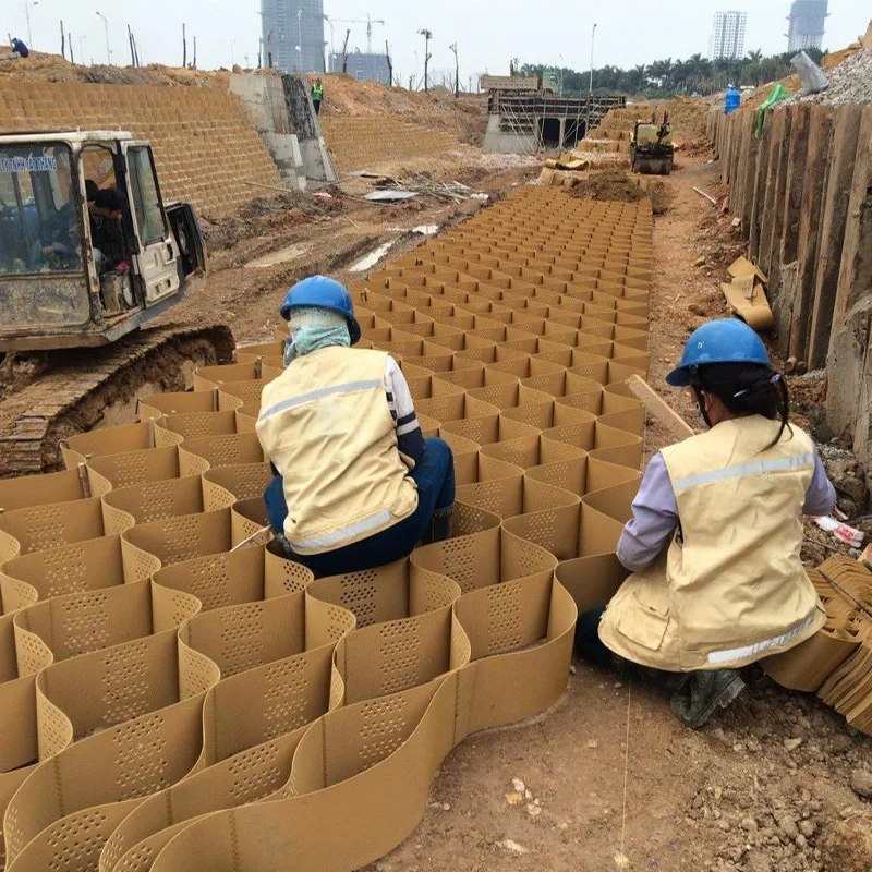 Geocell 75-330 Driveway Gravel Plastic Grass Paver Grid Slope protection Parking Lot Road Soil Stabilizer Hdpe Geocells