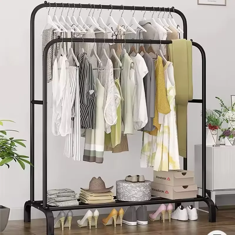 Home Furniture Bedroom New storage Coat Stand Double Rack Space Saving Clothes Hangers