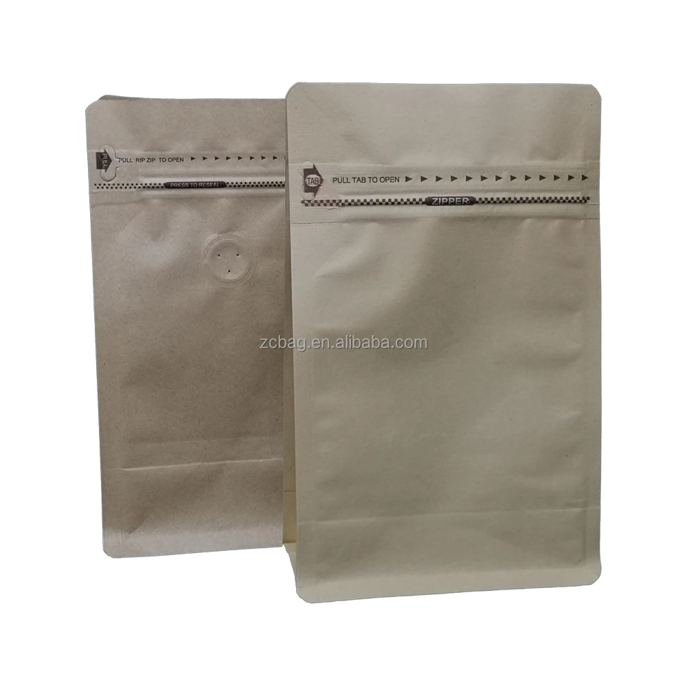 500g Colorful Custom Printed Seal Brown Kraft Paper Square Resealable Zip Valve Foil Flat Bottom Flexible Coffee Packaging Bags