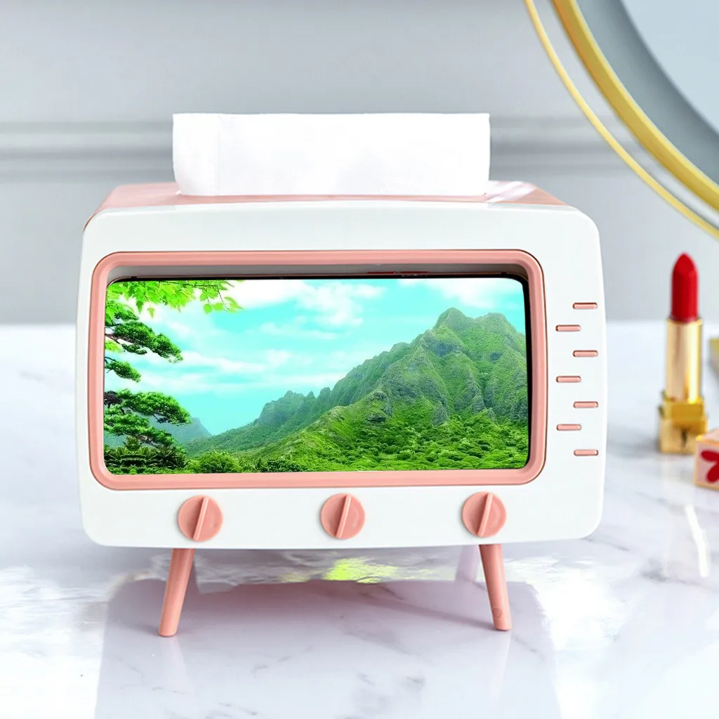New Arrival Household Modern Napkin Tissue Box TV Shape Phone Holder Decorative Paper Box