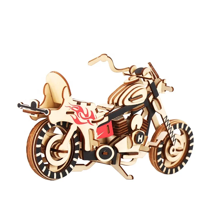 Jigsaw Puzzle Educational Wooden Cost Effective 3D Wood Motorcycle HD I Model 1set/opp Bag 30sets/ctn Shrinked Wrapped 2 Sheets