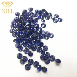 Synthetic cubic zirconia gemstone niel gems cz dark blue zircon round cutting loose stone tanzanite prices