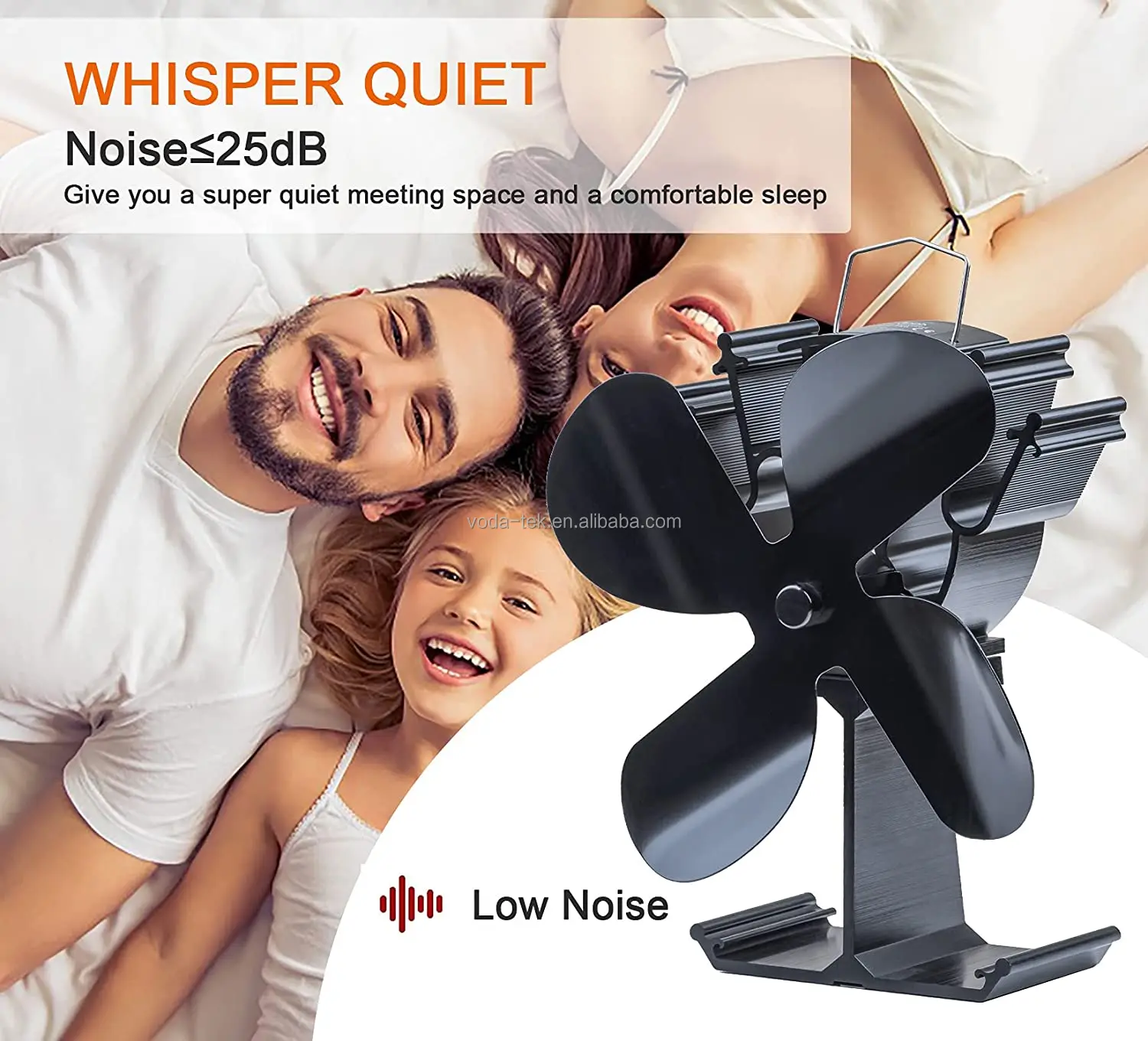 Liank Indoor Home Heater Wood Burning Fireplace 4 Blades Silent Ecofan Heat Powered Exhaust Top Fan For Gas Pellet Stove