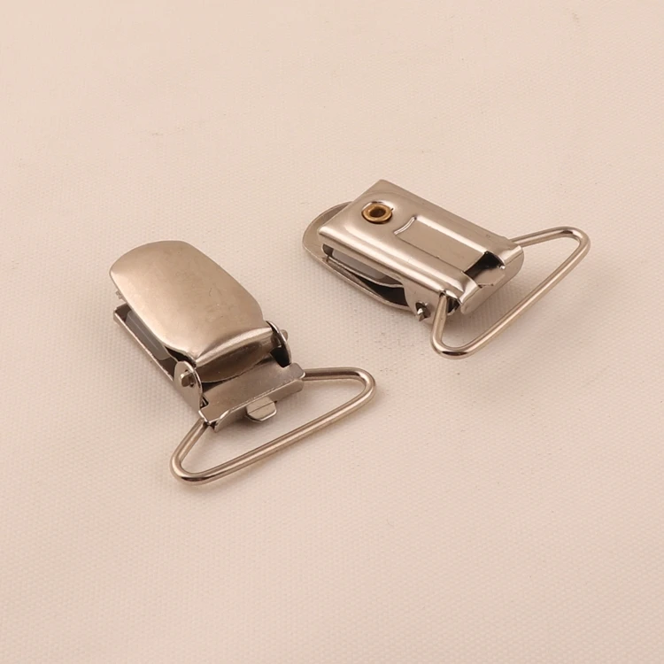 factory wholesale 1 inch metal suspender pacifier clip with plastic for suspenders garters