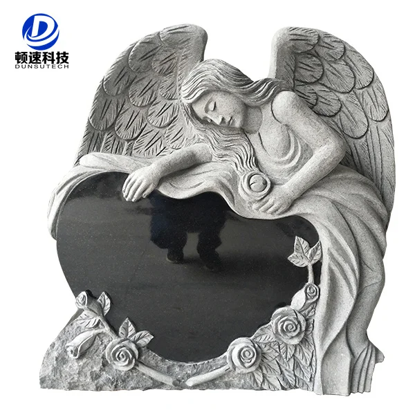 High Quality Carved Granite Marble Angel Wings Tombstone And Monument For Grave