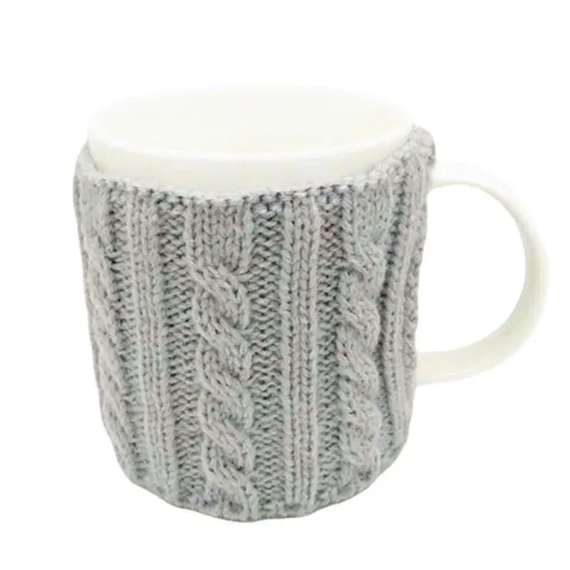 2024 Double Sided Jacquard Woolen Mug Cover Fashionable Ceramic Mug Knitting Twisted Woolen Design