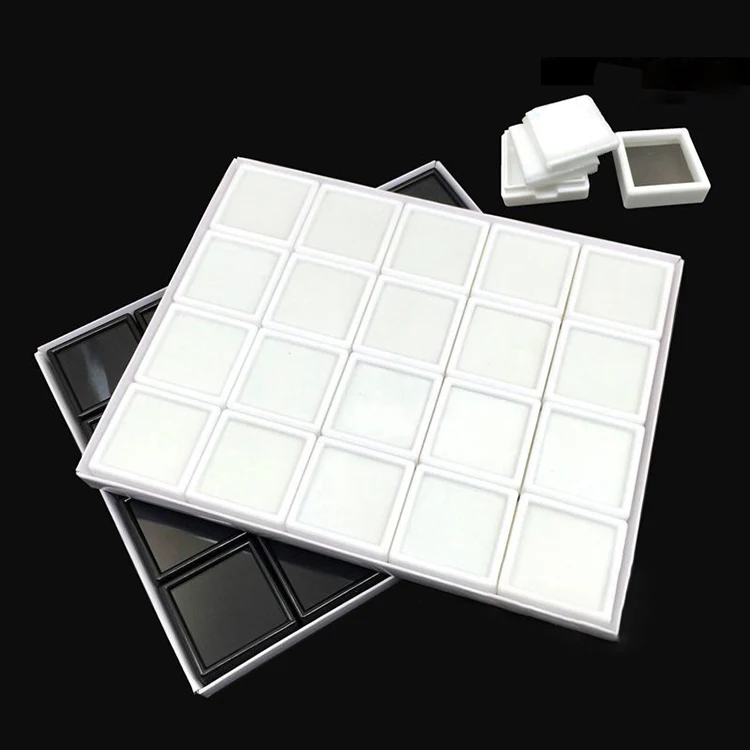 Glass cover square double-layer memory cotton acrylic color treasure ring face box transparent display gemstone box display
