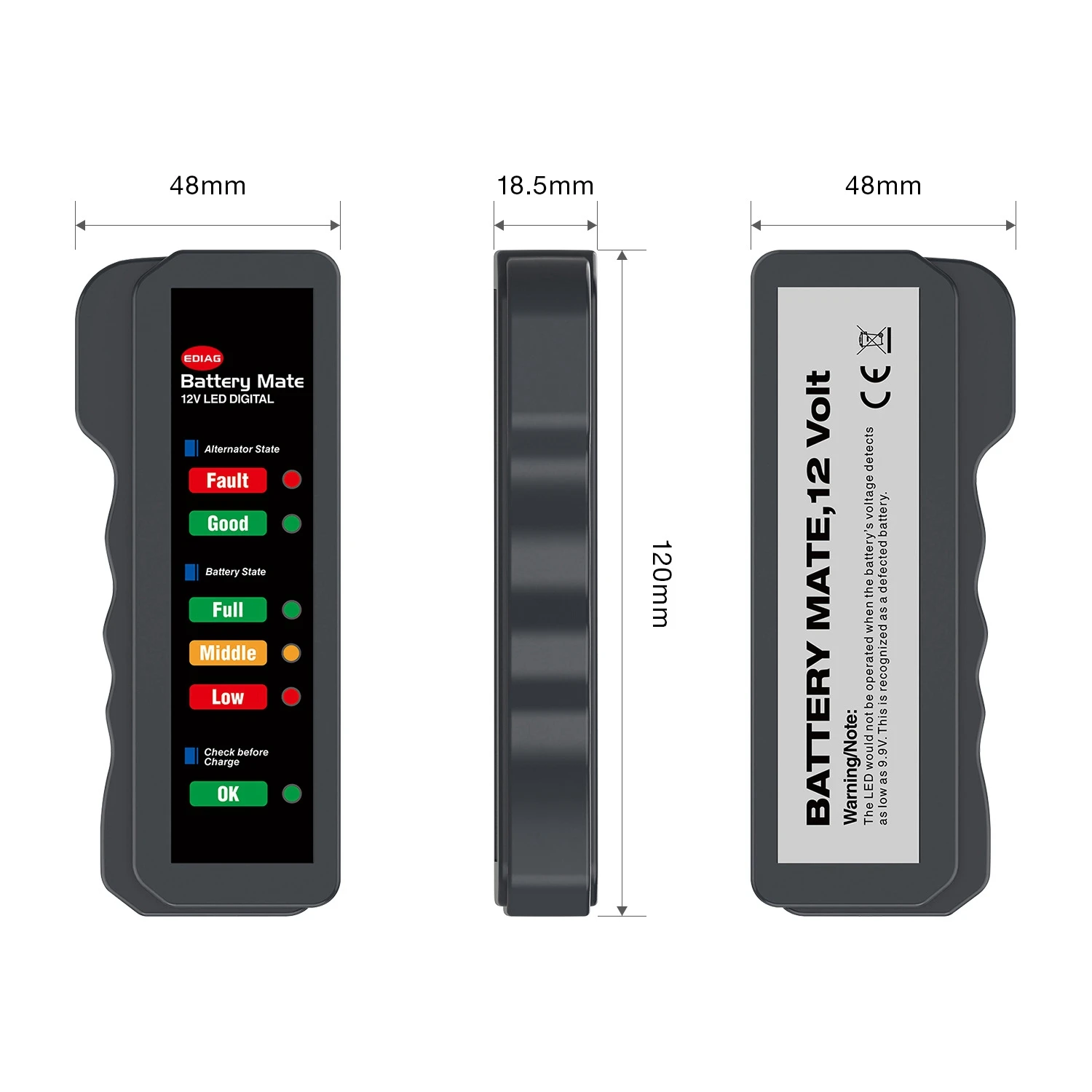 12V Car Battery Tester Digital Alternator Tester 6 Led Lights Display Automotive Diagnostic Tool Auto Load Analyzer