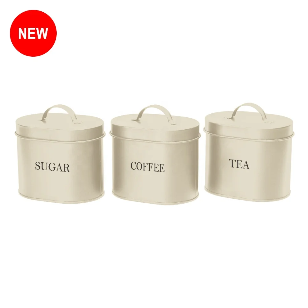 Кухонное хранение еды черная канистра набор из 3 сахарных Кофе Чай с