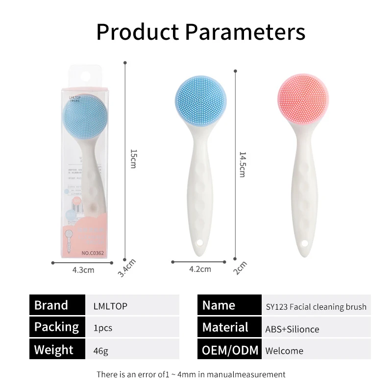 LMLTOP Beauty Skin Care Face Deep Cleaning Brush Double-sided Head Facial Cleansing Brush C0362 Manual Dual Face Wash Brush