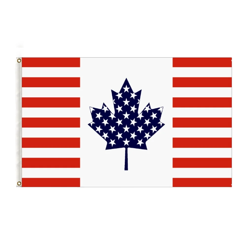 
High quality Durable polyester double side print USA CANADA Maple flags 