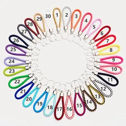 B1041 PU Leather Braided Woven Keychain Rope Rings Fit DIY Circle Pendant Key Chains Holder Car Keyrings