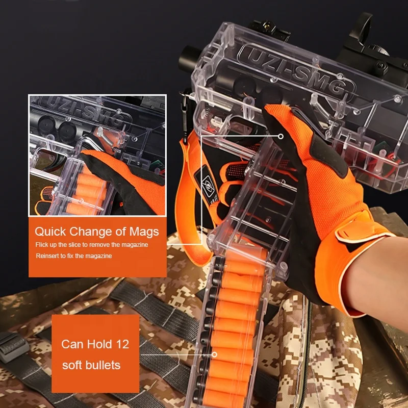 Amazon UZI submachine gun EVA мягкая пуля SMG взрыв стрельба дротик электрическая игрушечная пушка бластер подарок на день рождения игрушка для мальчиков спорта открытом