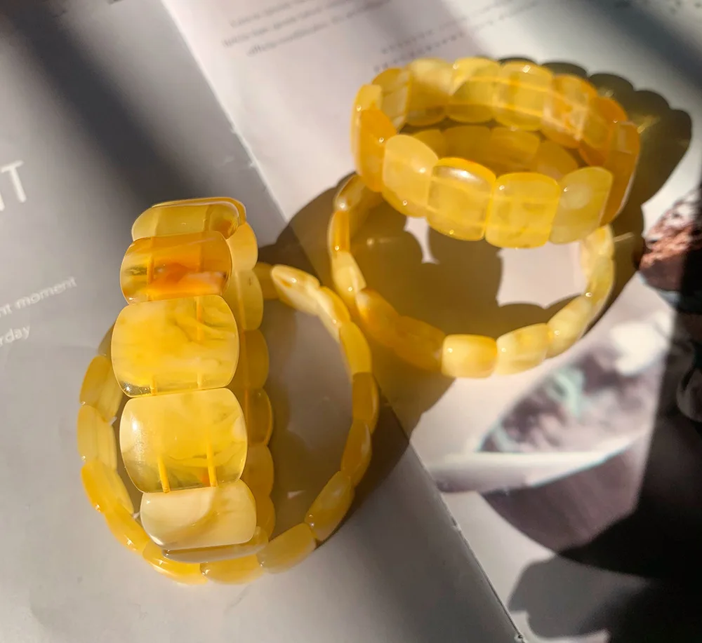 JINGCAI Jewelry Natural amber gold twisted white pattern beeswax manual Nectar manual Crystal ornament wholesale