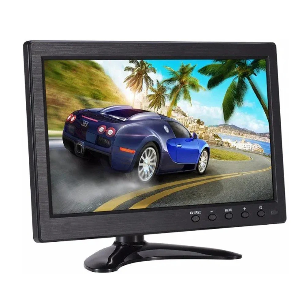 10.1 inch Security Portable Monitor with Remote Control with Built-in Dual Speakers HDMI VGA BNC USB Input for Gaming CCTV