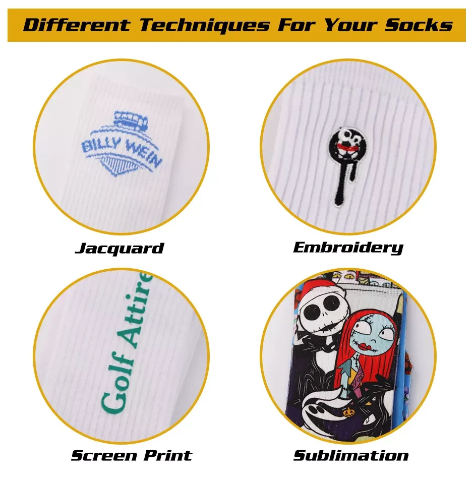 OEM cotton mens sport socks stockings high quality wholesale China factory can custom socks logo crew jacquard socks