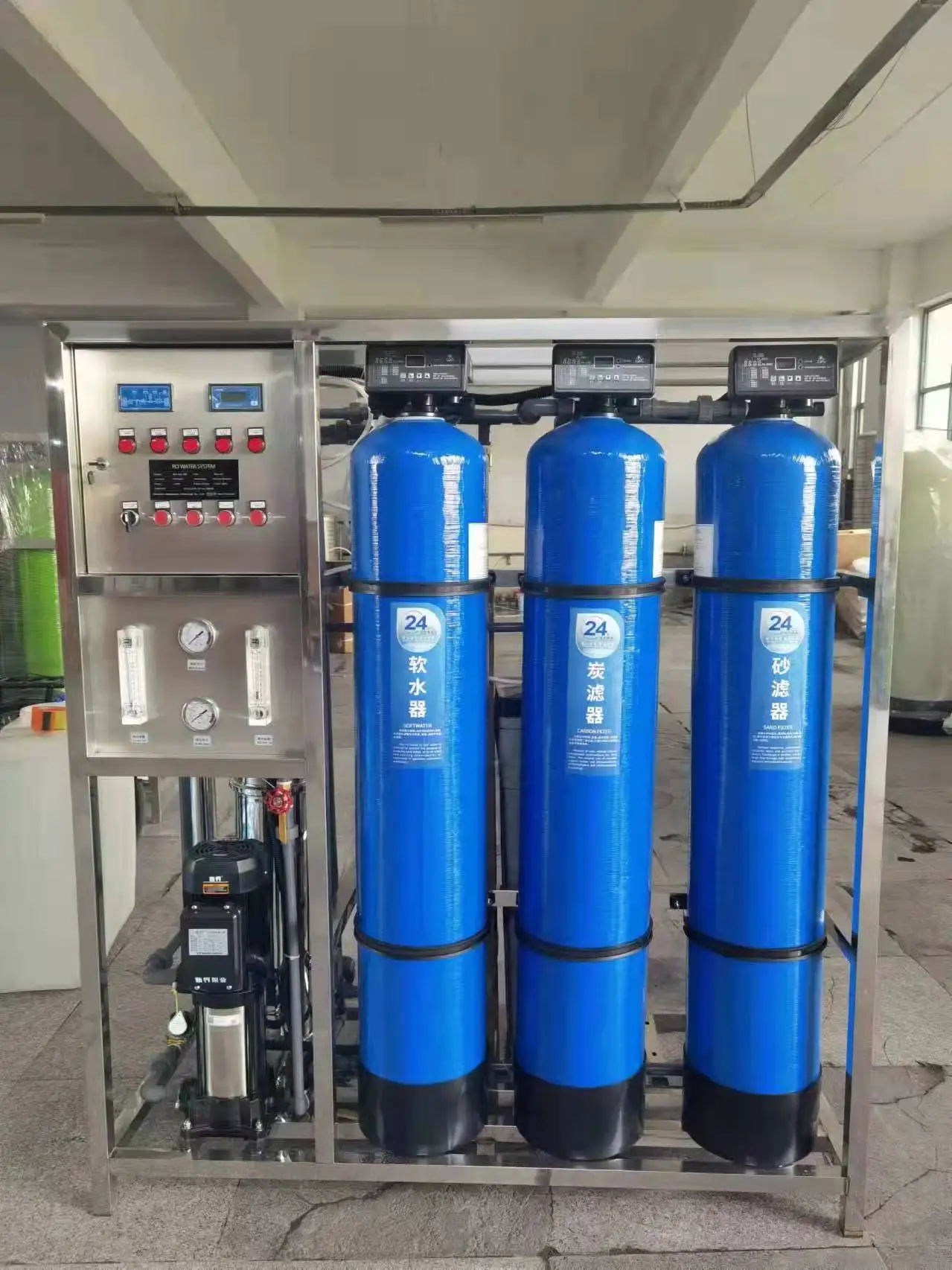 0.5t/h blue tank pure water treatment reverse osmosis equipment RO system