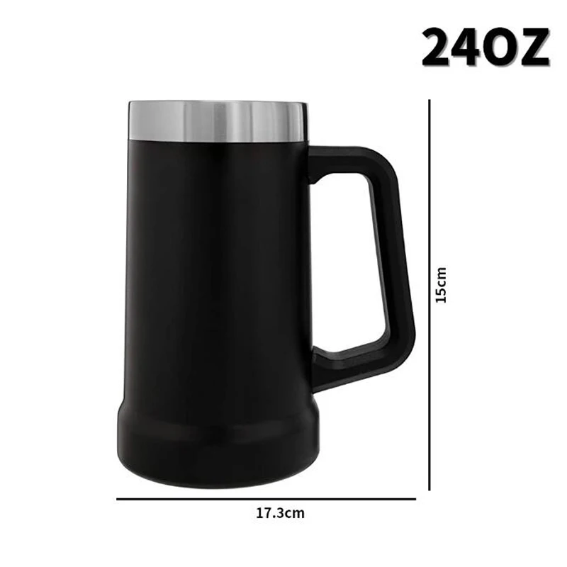 Stainless Steel Beer Mug 24oz Insulation Vacuum Coffee Mug Big Grip Beer Stein Cup Double Wall Water Tumbler