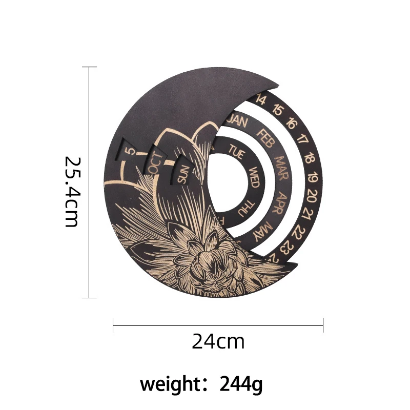 Creative Round Wooden Concentric Calendar Perpetual Calendar Circular Decoration