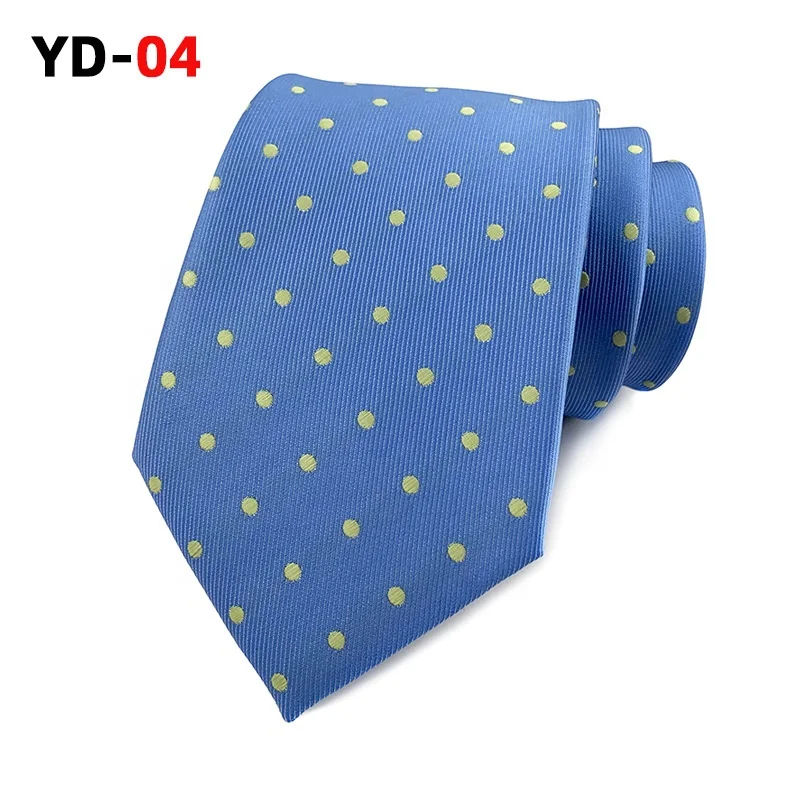 Classic design mens poka dot tie multiple colour polyester necktie fashion high quality white dotted blue tie