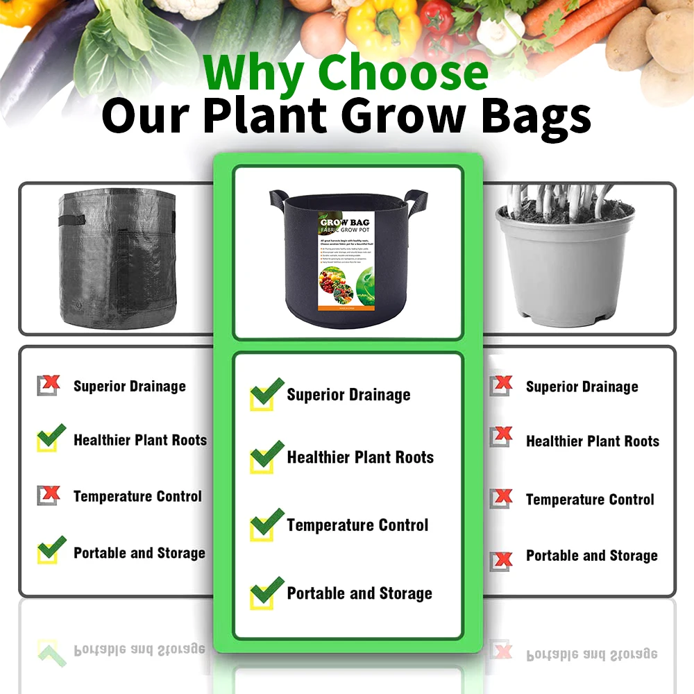 Factory Direct Customized 1-400 Gallon Planter Grow Bags Aeration Grow Pots Garden Potato Felt Fabric Plant Grow Bags