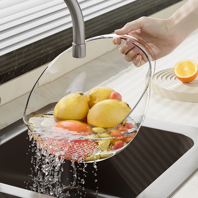 Hot Sell Kitchen Vegetable Fruit Washing Kitchen Colander Transparent Plastic Drain Basket