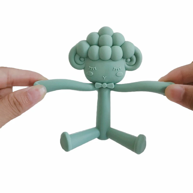 New Product BPA Free Sensory Teething Chewing Girl Sheep Shapes Food Grade Silicone Baby Teether Toys